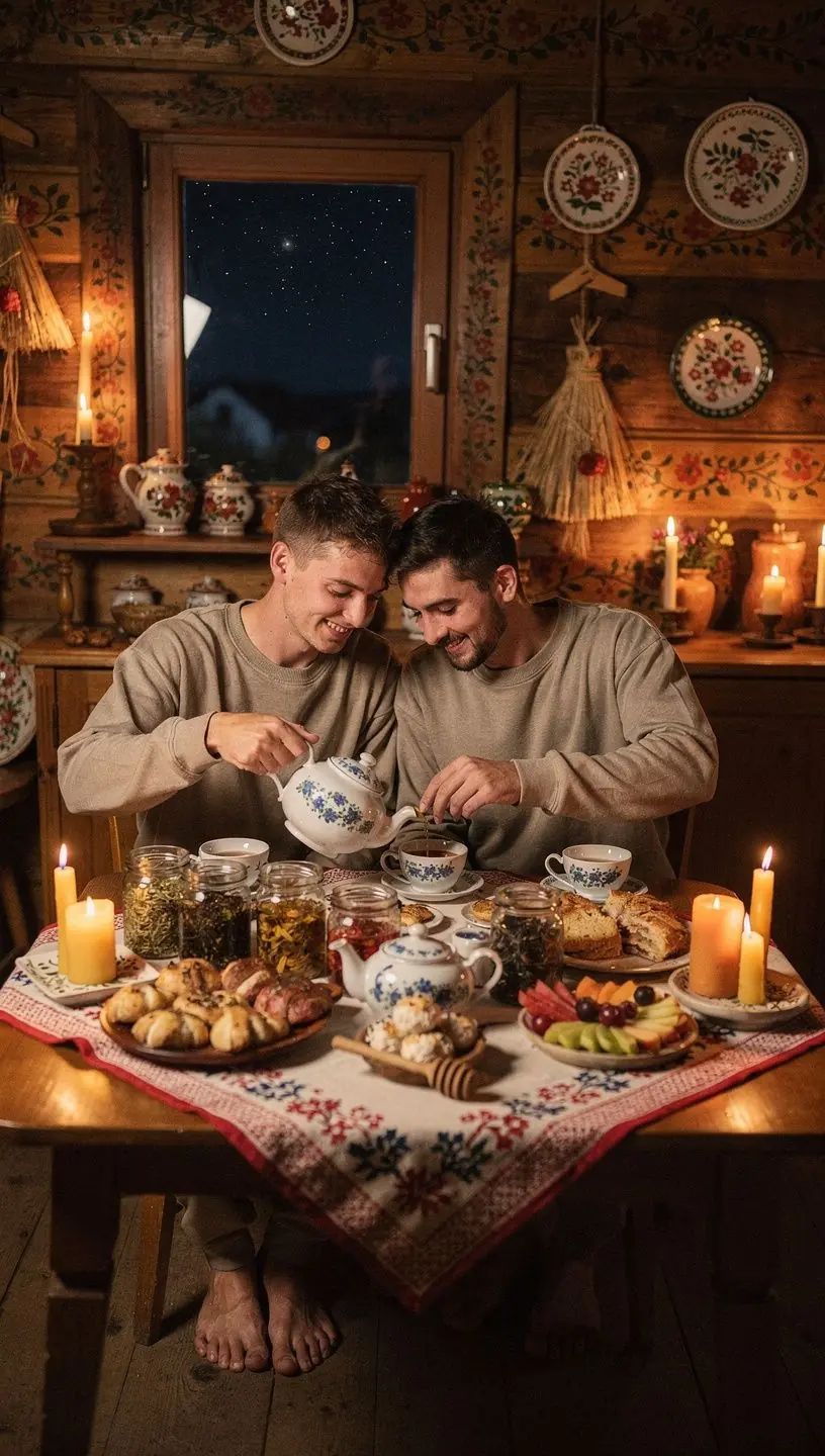 Ručne vyrobený hrnček s teplým čajom a medom, pripravený na chvíle pohody.